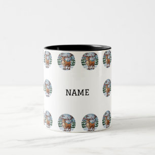 Festlicher Glanz: Rentier im Winterwunderland 5 Zweifarbige Tasse