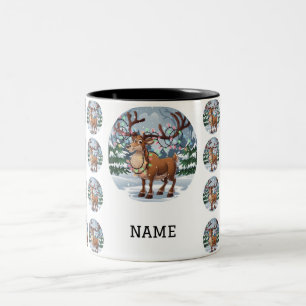 Festlicher Glanz: Rentiere in einem Winterwunderla Zweifarbige Tasse