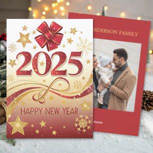 Festlicher Glitter Frohes Neues Jahr Flache Weihna Feiertagskarte