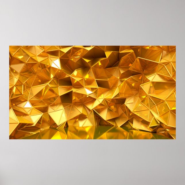 Festlicher goldener Hintergrund mit Dreiecken, Bad Poster (Vorne)
