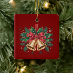 Festlicher goldener Weihnachtsglocken-Dekorativ-Wu Keramikornament