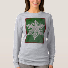 Festlicher grüner Schneeflocken Winterurlaub Langs T-Shirt