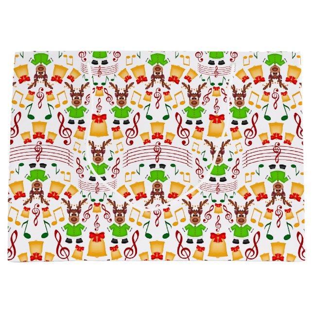 Festlicher Grüner und Gold Kasky Weihnachtsmann Große Geschenktüte (Vorderseite)