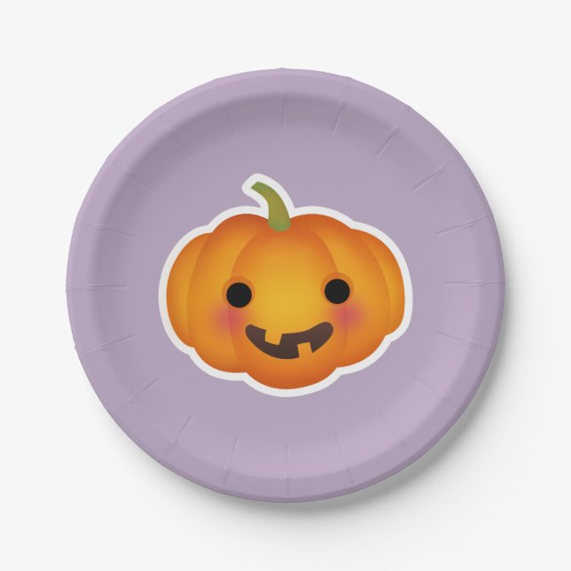 Festlicher Halloween Orange Pumpkin Lila Hintergru Pappteller (Vorderseite)