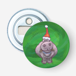 Festlicher Hippo auf Grün Flaschenöffner