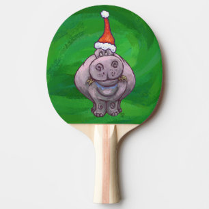 Festlicher Hippo auf Grün Tischtennis Schläger
