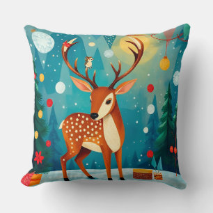🎄 Festlicher Hirsch Winterglühen ❄️ Verschneiter Kissen