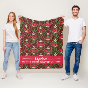 Festlicher Holly-Beeren-Name und Slogan Fleecedecke