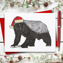 Festlicher Honig Badger Badass Weihnachten Postkarte