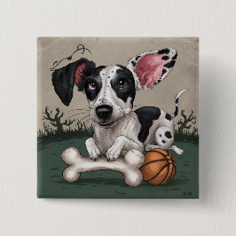 Festlicher Hund zu Halloween: Gepunkteter Hund zum Button