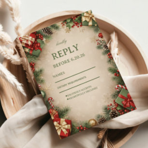 Festlicher Immergrüner Weihnachtsgeschenk Charm Wi RSVP Karte