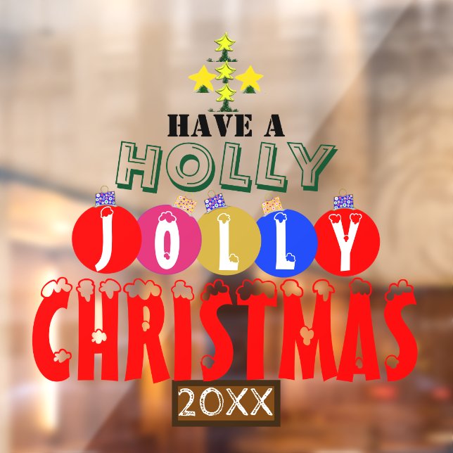 Festlicher Jolly Weihnachtsbaum Fensteraufkleber (Blatt 2)