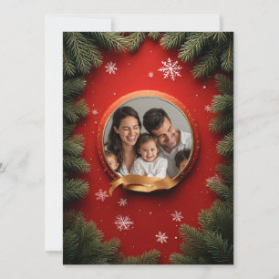 🎁 Festlicher Kiefern-Kranz mit individuellem Foto Karte