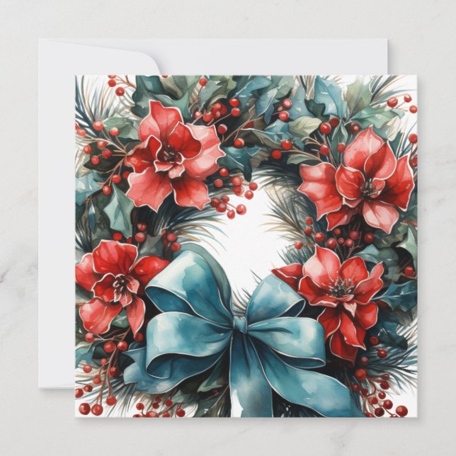 Festlicher Kiefernreath mit Heiligabend Einladung (Vorderseite)