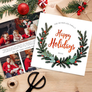 Festlicher Kranz 3 Foto Happy Holidays Card Feiertagskarte