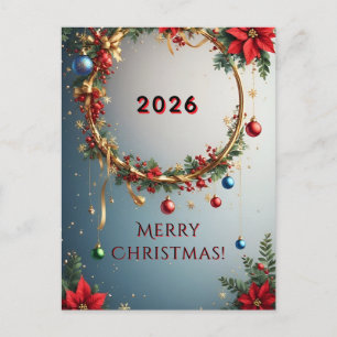 Festlicher Kranz 🎄✨ Weihnachtsstern Feiertags-Wär Postkarte