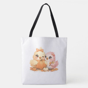 Festlicher Kürbis-Vögel-Leinen-Tasche