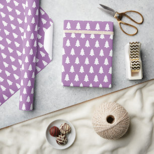 Festlicher Lavendel Weiße Weihnachtsbaumstruktur Geschenkpapier
