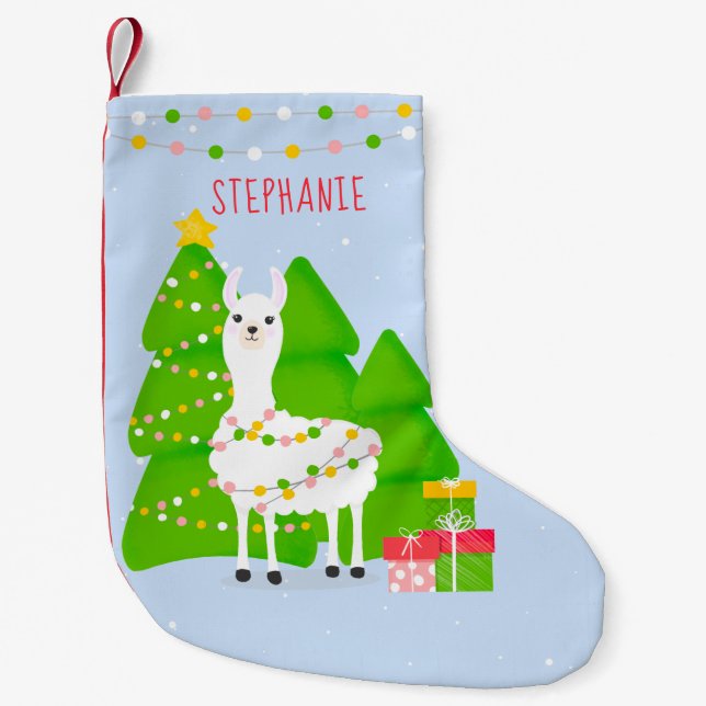 Festlicher Llama Weihnachten Kleiner Weihnachtsfes Weihnachtsstrumpf (Vorderseite)