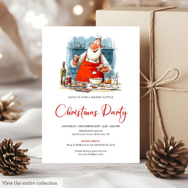 Festlicher Lustiger Weihnachtsmann Wasserfarbe Url Einladung (Festive Funny Santa Claus Watercolor Holiday Invite)