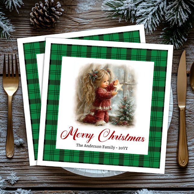 Festlicher minimaler Stil Gemütliche Winter Szene  Serviette (Festive Minimal Style Cozy Winter Scene Napkins)