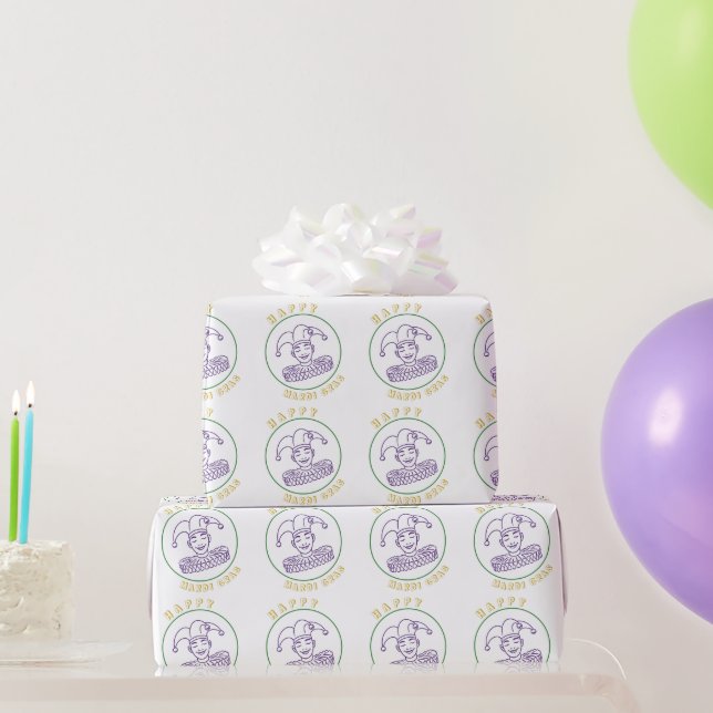 Festlicher Narr - Mardi Gras - Karnevalsfeier Geschenkpapier (Partygeschenke)