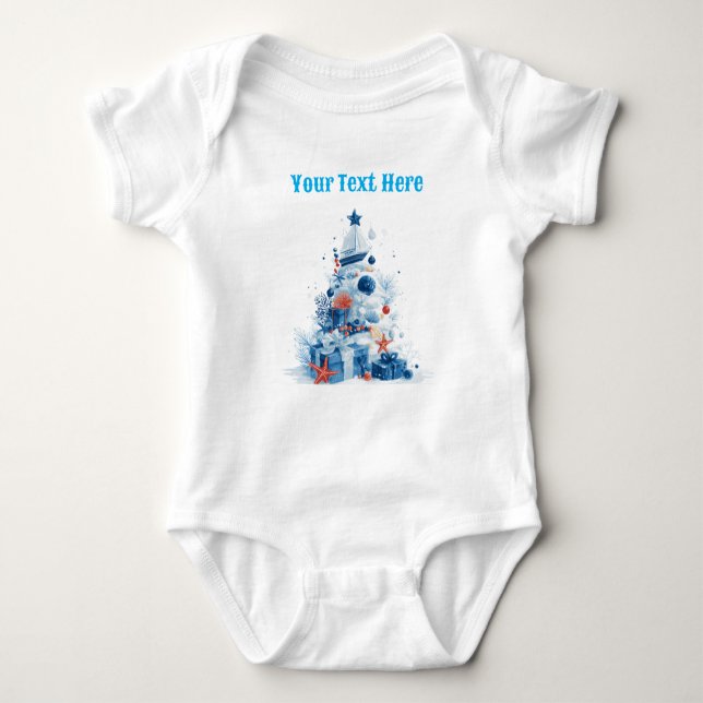 Festlicher Nautical Baby Bodysuit - Weihnachtssegl Baby Strampler (Vorderseite)