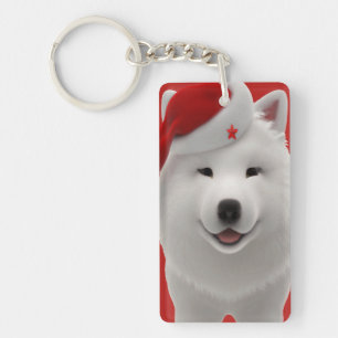 Festlicher Niedlicher Cartoon-Stil Samoyed Dog mit Schlüsselanhänger