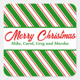 Festlicher Peppermint gestreift Custom Christmas S Quadratischer Aufkleber