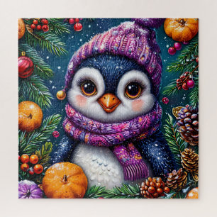 Festlicher Pinguin im Winterdekor Puzzle