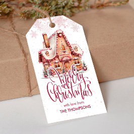 Festlicher Pink Gingerbrett Weihnachtsanreiz Geschenkanhänger