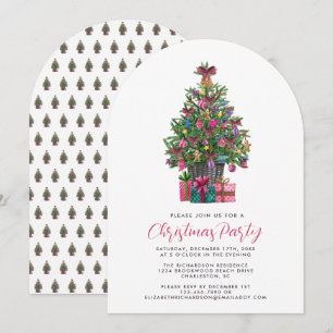 Festlicher Pink Whimsical Weihnachtsbaum Party Arc Einladung