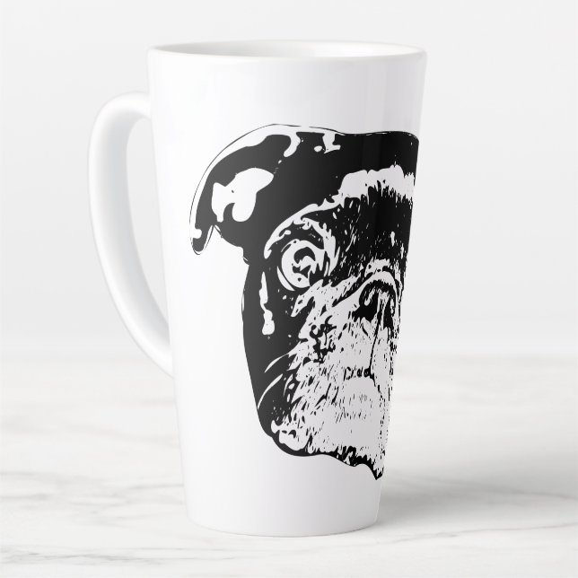 Festlicher Pug Morgen Grüße Milchtasse (Linke Ecke)