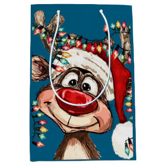 Festlicher Rentier-Weihnachtsduschvorhang Mittlere Geschenktüte