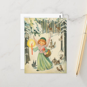 Festlicher Retro-Jahrgang Weihnachtsangel Postkarte