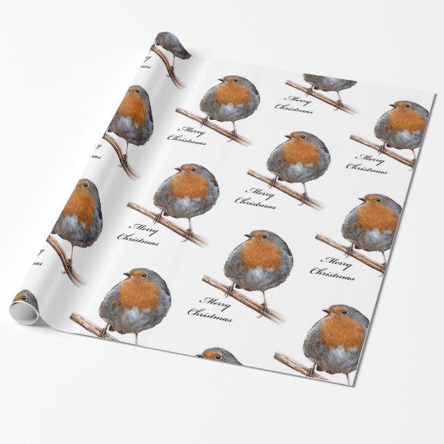 Festlicher Robin-Vogel Geschenkpapier (Ungerollt)
