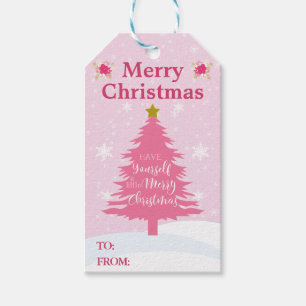 Festlicher rosa Weihnachtsbaum Geschenkanhänger