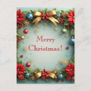 Festlicher roter Blumengirlande 🎄✨ Weihnachtsster Postkarte