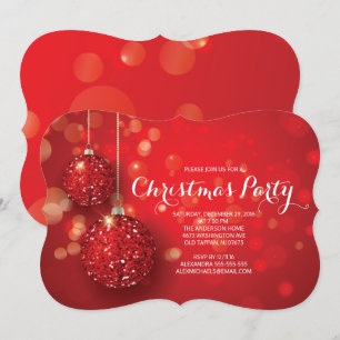 Festlicher Roter Glitzer Ornament Party Einladung