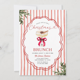 Festlicher roter Streifen & Weihnachtsbrunch zum U Einladung