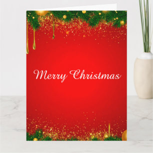 Festlicher roter Weihnachtshintergrund mit goldene Karte