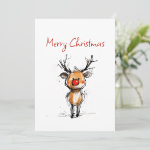 Festlicher Rudolph-Rentier-Skizze Frohe Weihnachte Feiertagskarte