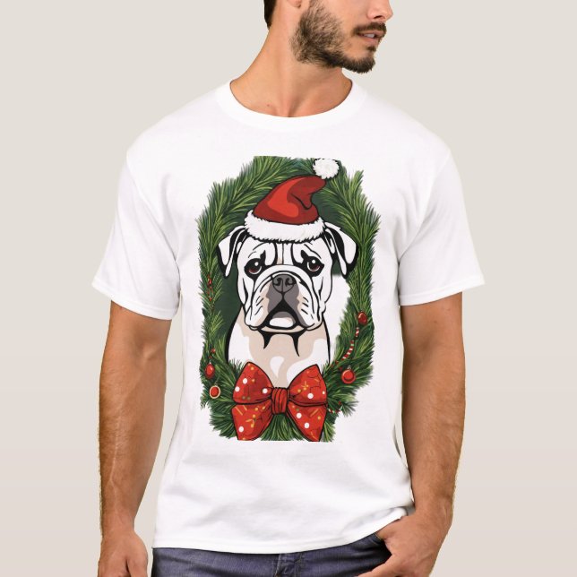 Festlicher Santa Dog T - Shirt - Perfekt für Hunde (Vorderseite)