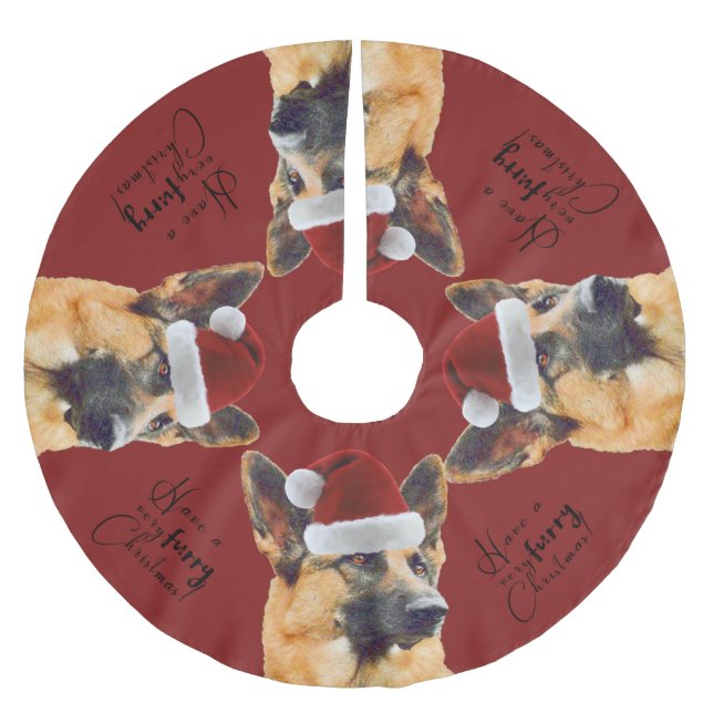 Festlicher Schäferhund-Feiertag Polyester Weihnachtsbaumdecke (Vorderseite)