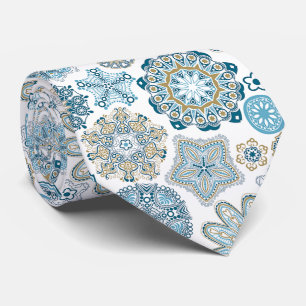 Festlicher Schick Winter-Mandala-Schneeflocken-Mus Krawatte