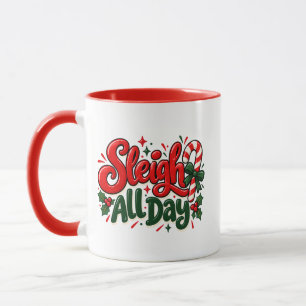 Festlicher Schlitten Weihnachts-Schleife Zweifarbi Tasse