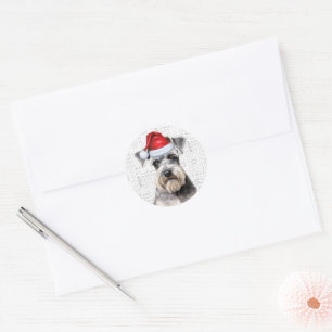Festlicher Schnauzer-Hund-Wuff-Wortkunst Weihnacht Runder Aufkleber