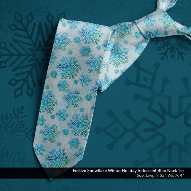 Festlicher Schneeflocken Winterurlaub Iridescent B Krawatte (Festive Snowflake Winter Holiday Iridescent Blue Neck Tie)