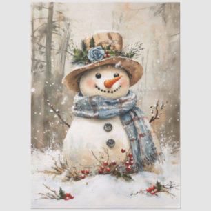 Festlicher Schneemann im Wald-Dekupierstil Seidenpapier