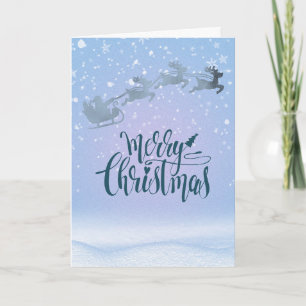 Festlicher silberner Weihnachtsmann auf einem Schl Karte